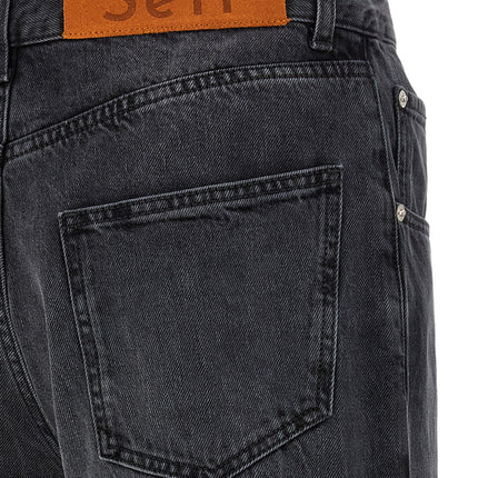 SÉFR Black Cotton Straight-Leg Jeans