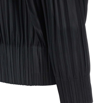 PLEATS PLEASE ISSEY MIYAKE Black Polyester Cardigan