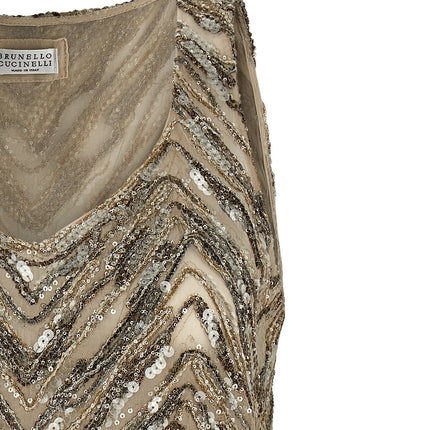 Brunello Cucinelli Beige Silk Tank Tops
