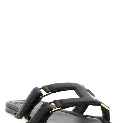 Elisabetta Franchi Black Lambskin Slides