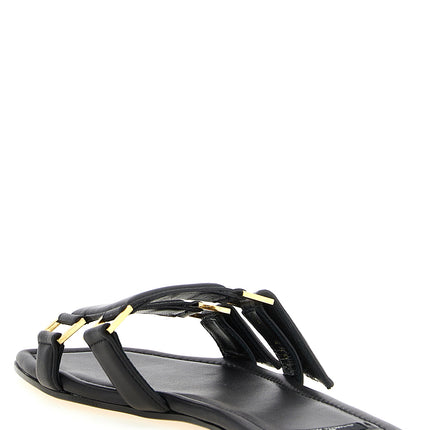 Elisabetta Franchi Black Lambskin Slides