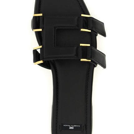 Elisabetta Franchi Black Lambskin Slides