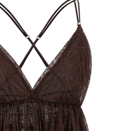 Elisabetta Franchi Brown Polyamide Short Dress
