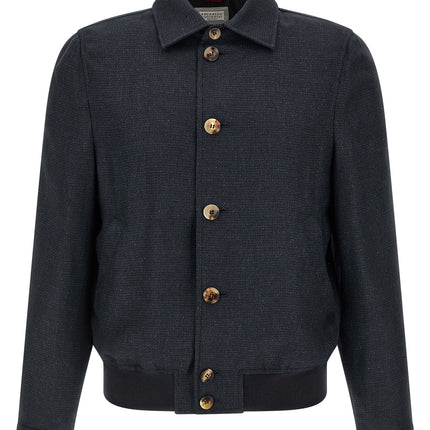 Brunello Cucinelli Blue Sisal Biker Jacket
