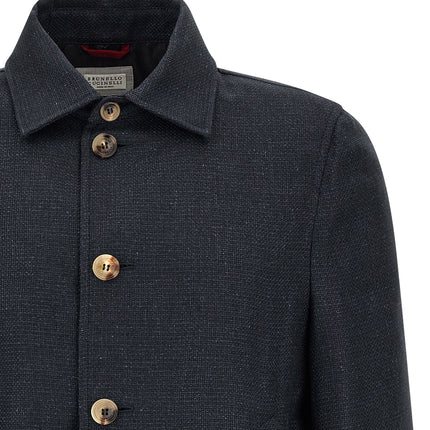 Brunello Cucinelli Blue Sisal Biker Jacket