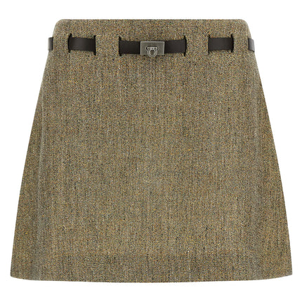 Ferragamo Multicolor Linen Long Skirt
