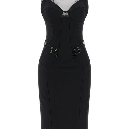 Elisabetta Franchi Black Polyamide Midi Dress