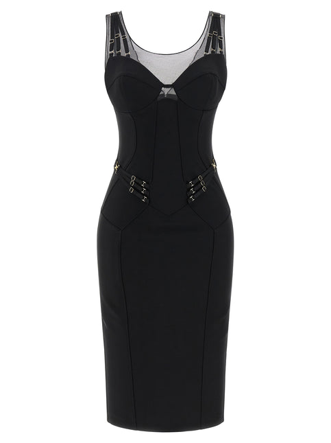 Elisabetta Franchi Black Polyamide Midi Dress Elisabetta Franchi