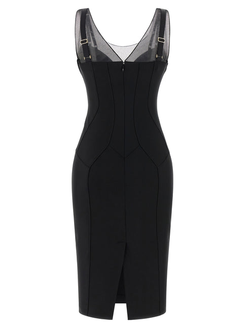 Elisabetta Franchi Black Polyamide Midi Dress Elisabetta Franchi
