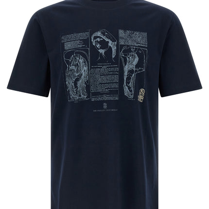 Brunello Cucinelli Blue Cotton T-Shirt