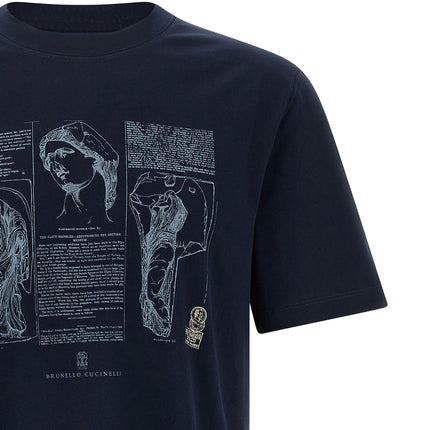 Brunello Cucinelli Blue Cotton T-Shirt