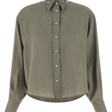 Brunello Cucinelli Bicolor Linen Blouse