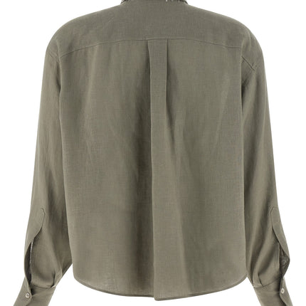 Brunello Cucinelli Bicolor Linen Blouse