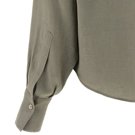 Brunello Cucinelli Bicolor Linen Blouse