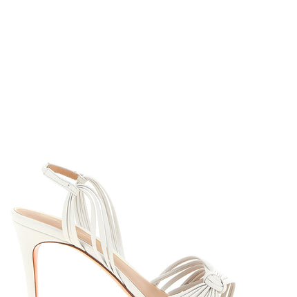 Santoni White Lamb Leather Stiletto Heel Sandals