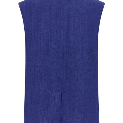 Max Mara Blue Linen Sleeveless Jacket