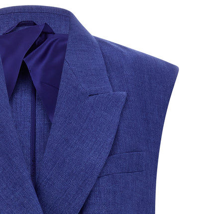 Max Mara Blue Linen Sleeveless Jacket