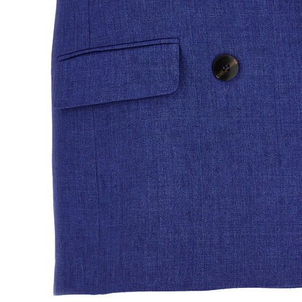 Max Mara Blue Linen Sleeveless Jacket