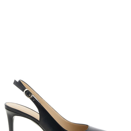 Stuart Weitzman Black Calfskin Mid Heel Pumps