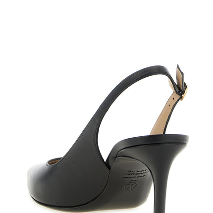 Stuart Weitzman Black Calfskin Mid Heel Pumps
