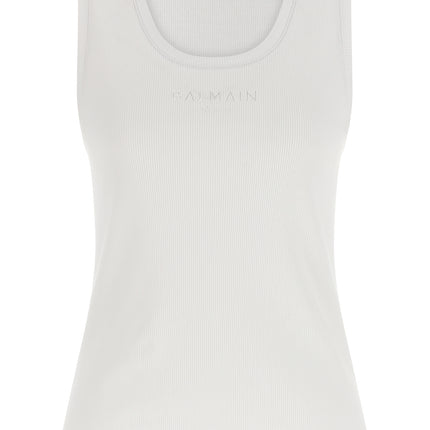 Balmain White Cotton Tank Tops