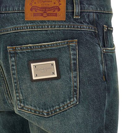 Dolce & Gabbana Blue Cotton Straight-Leg Jeans