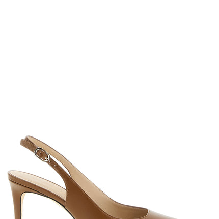 Stuart Weitzman Brown Calfskin Mid Heel Pumps