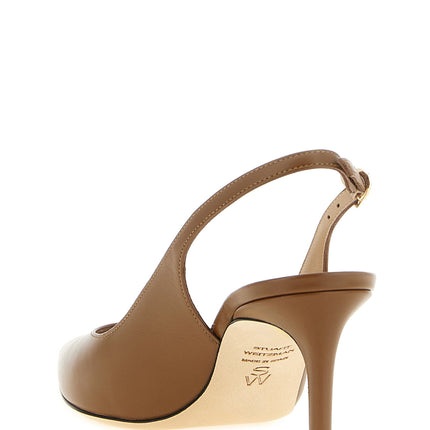 Stuart Weitzman Brown Calfskin Mid Heel Pumps