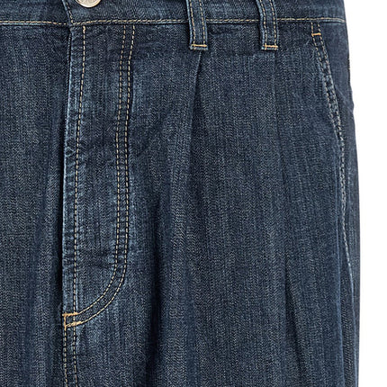 Brunello Cucinelli Blue Cotton Straight-Leg Jeans