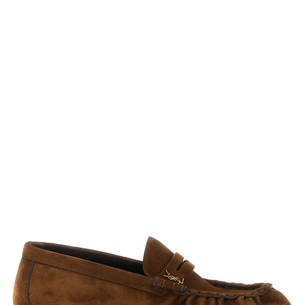 Saint Laurent Brown Calfskin Slip-On Loafers
