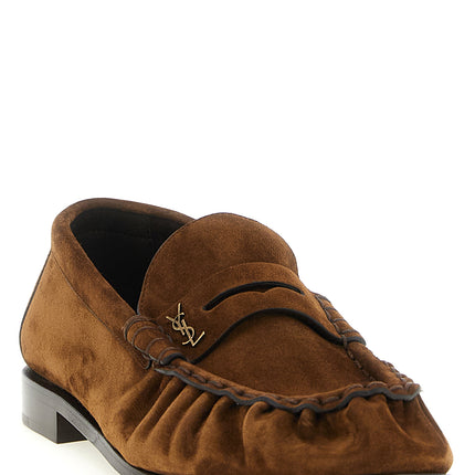 Saint Laurent Brown Calfskin Slip-On Loafers