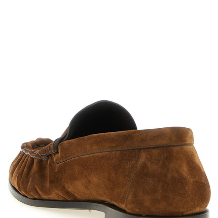 Saint Laurent Brown Calfskin Slip-On Loafers