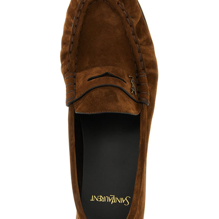 Saint Laurent Brown Calfskin Slip-On Loafers
