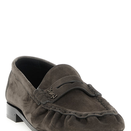 Saint Laurent Brown Calfskin Slip-On Loafers