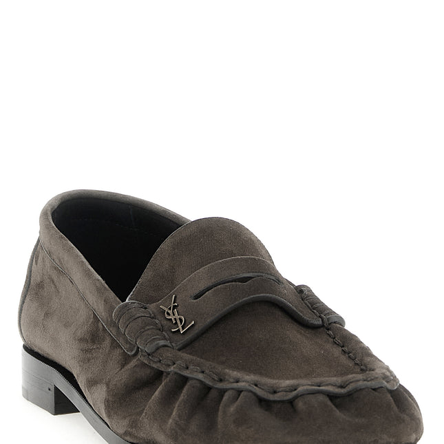 Saint Laurent Brown Calfskin Slip-On Loafers