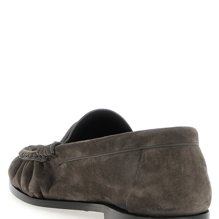 Saint Laurent Brown Calfskin Slip-On Loafers