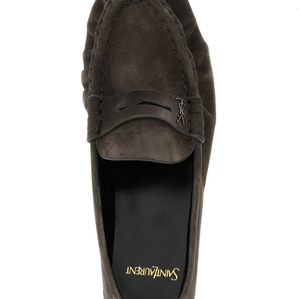 Saint Laurent Brown Calfskin Slip-On Loafers