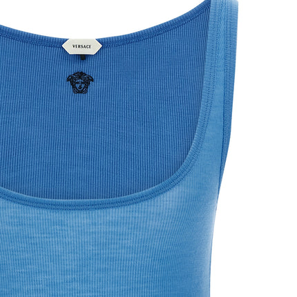 Versace Blue Virgin Wool Tank Tops