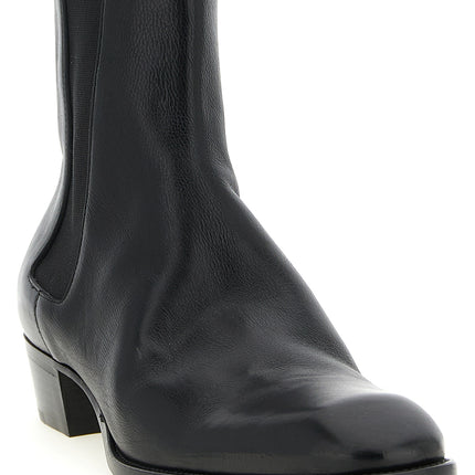 Saint Laurent Black Calfskin Chelsea Boots