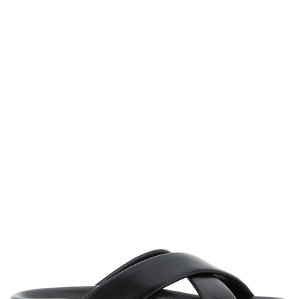 Saint Laurent Black Lamb Leather Slides
