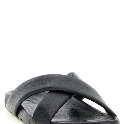 Saint Laurent Black Lamb Leather Slides