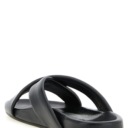 Saint Laurent Black Lamb Leather Slides