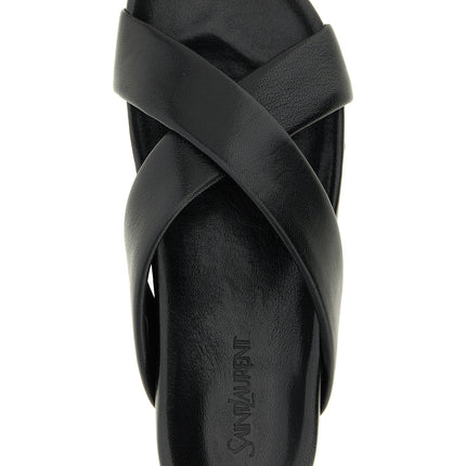 Saint Laurent Black Lamb Leather Slides