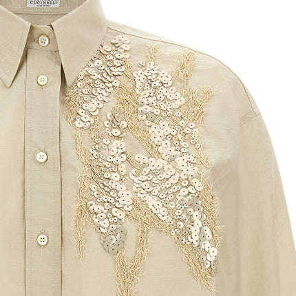 Brunello Cucinelli Beige Cotton Blouse