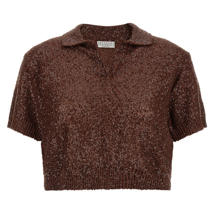 Brunello Cucinelli Brown Linen Polo Shirt