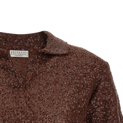 Brunello Cucinelli Brown Linen Polo Shirt