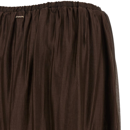 Twinset Brown Lycra Mini Skirt