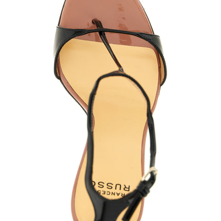 Francesco Russo Black Goatskin Stiletto Heel Sandals