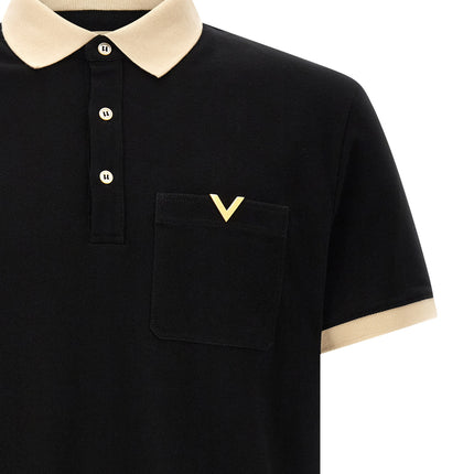 Valentino Garavani Black Cotton Polo Shirt