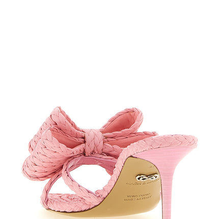 MACH & MACH Multicolor Raffia Stiletto Heel Sandals